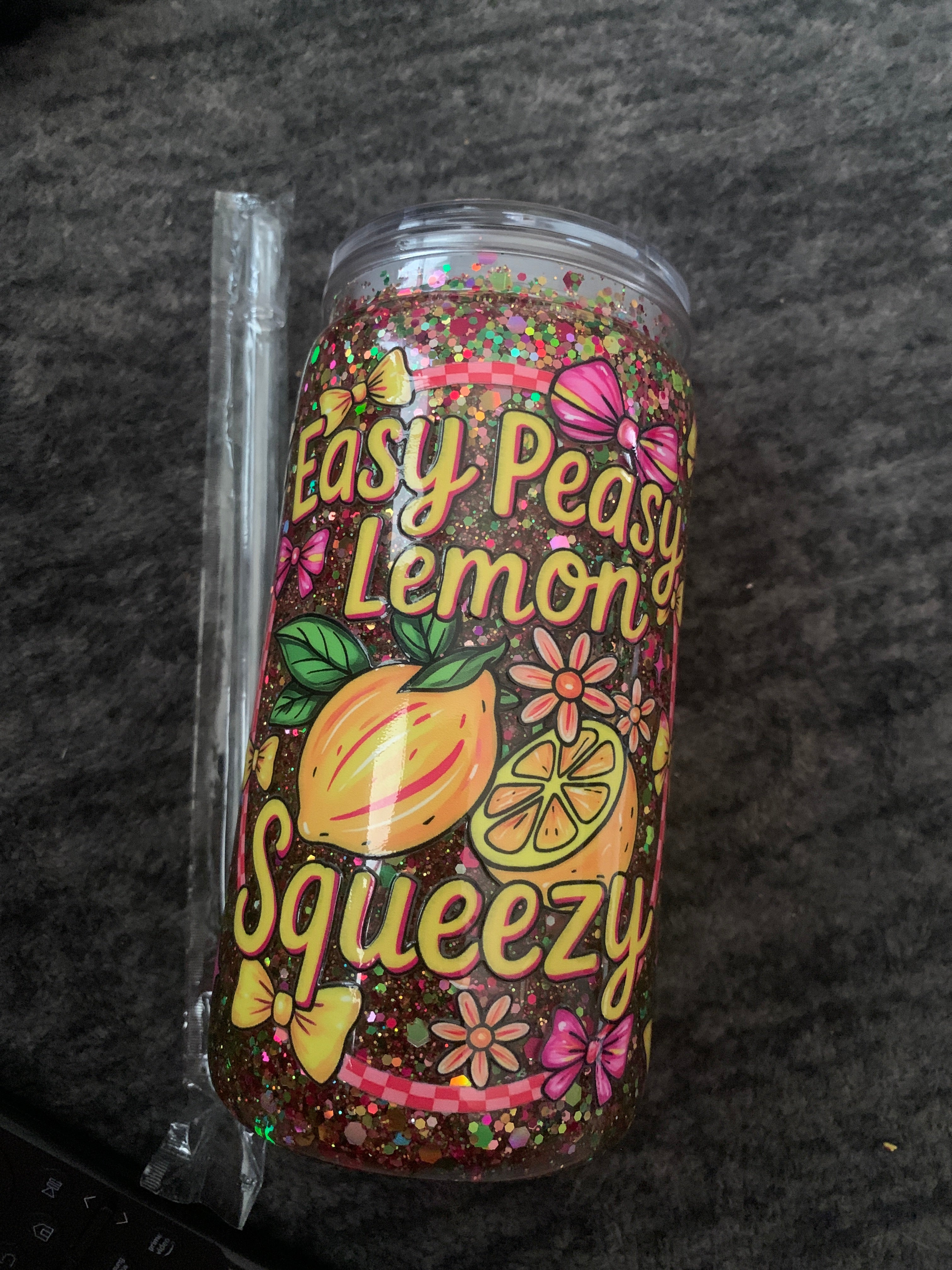 Easy Peasy Lemon Squeezy Snowglobe Tumbler 16oz